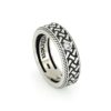 Ring in burnished 925 Silver with Diamond and herringbone pattern - ZAU003D-LM