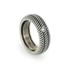 Ring in burnished 925 Silver Striped texture with Diamond - ZAU004D-LM