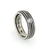 Burnished 925 Silver Ring with Diamond and Grooves pattern - ZAU010D-LM