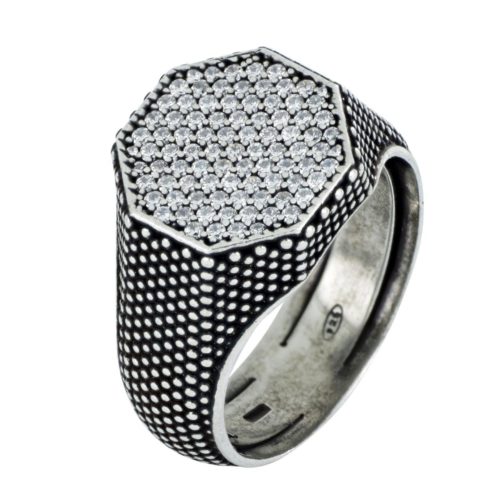 Men's ring in palladium-finish silver and black gold - ZAU016