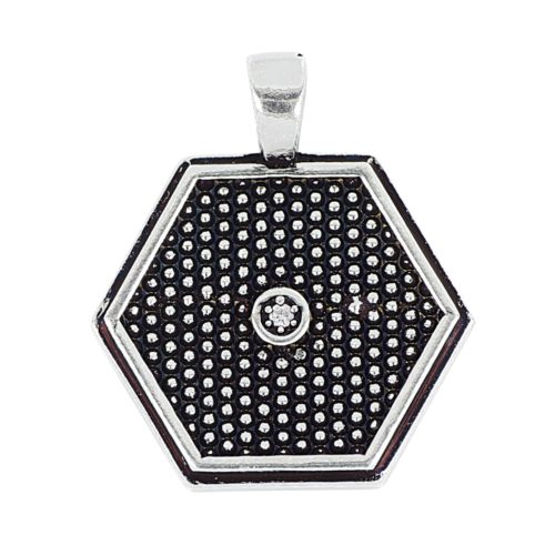 Pendant in palladium burnished silver and black gold with diamond - ZPU015D-LM