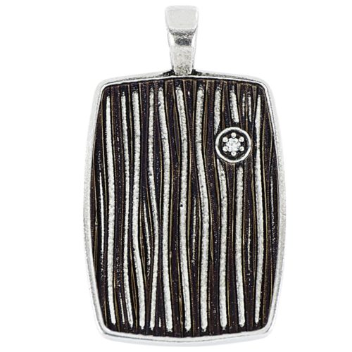 Pendant in palladium burnished silver and black gold with diamond - ZPU016D-LM