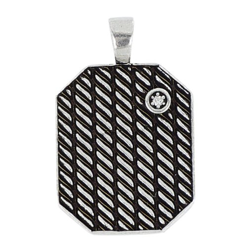 Pendant in palladium burnished silver and black gold with diamond - ZPU017D-LM