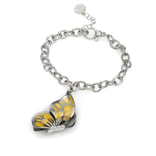 Silver enameled butterfly bracelet