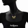 Medium enamelled butterfly silver necklace