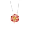 Silver enameled maple flower necklace