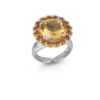 925 rhodium silver ring with hydrothermal and cubic zirconia