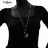 Silver necklace with large enameled swan pendant
