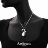Enamelled medium swan silver pendant necklace