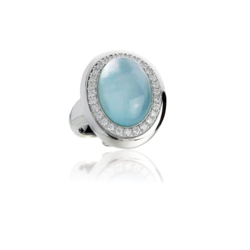 925 rhodium silver ring with hydrothermal and cubic zirconia