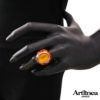 Ring in 925 rhodium-plated silver, handmade enamelling, with hydrothermal stone and cubic zirconia