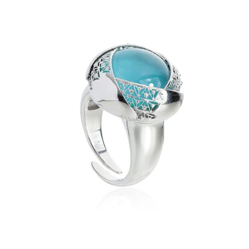 925 rhodium silver ring with hydrothermal