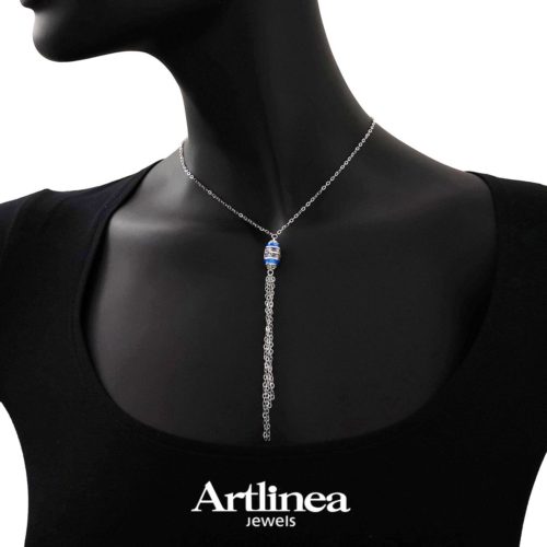 Geometry necklace in enamelled silver