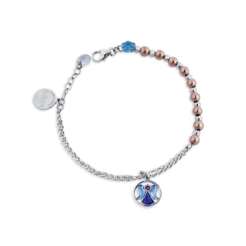 Bracelet in 925 rhodium-plated silver, pink gold, enamel and Swarovski ™ - ZBR409-MH