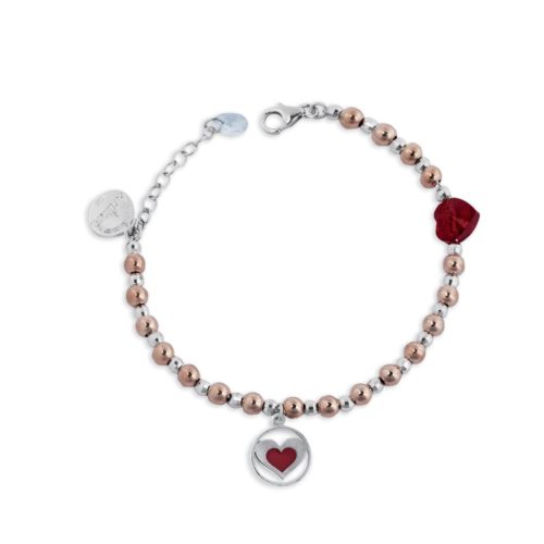 Bracelet in rhodium-plated and pink gold-plated 925 silver, enamel and Swarovski ™ - ZBR415-MH