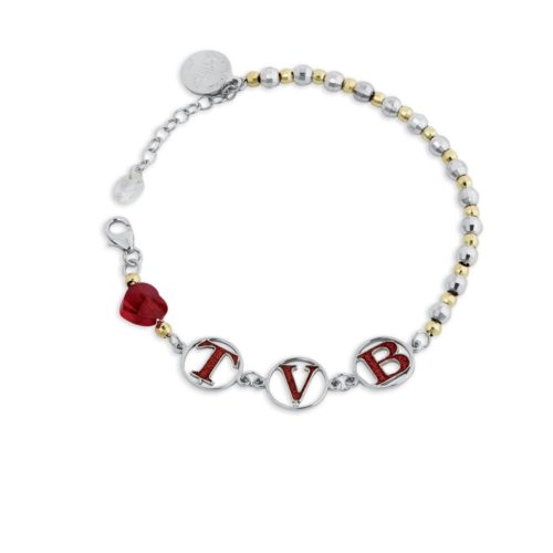 925 rhodium-plated, gold-plated, enamel and Swarovski ™ silver bracelet - ZBR419-MO