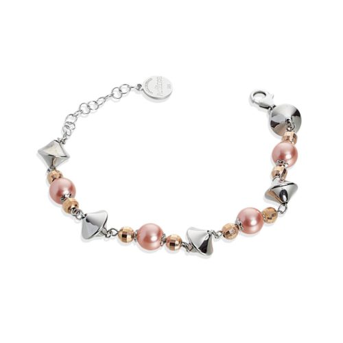 925 rhodium-plated and gilded silver bracelet with pearls - ZBR635-LH