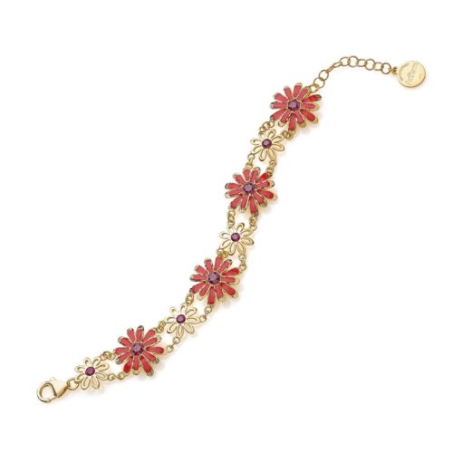 Daisies bracelet in gilded or rhodium-plated 925 silver, enamel and cubic zirconia - ZBR686
