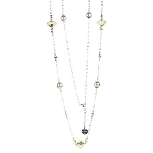 Chanel necklace in 925 rhodium-plated and gilded silver with pearls - ZCL1116-LN