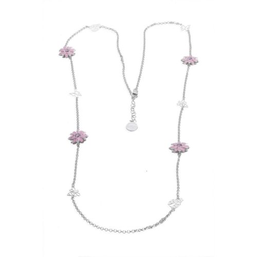 Chanel Daisies double face necklace in 925 silver, gold or rhodium plated, with hand made enamel and cubic zirconia - ZCL1245