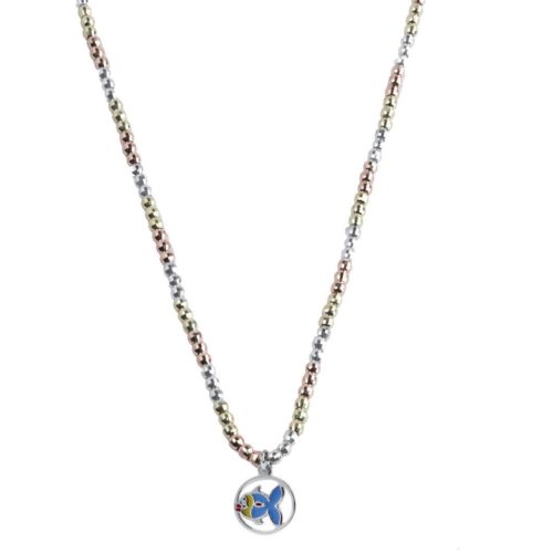 925 rhodium-plated, gold-plated, enamels and Swarovski ™ silver necklace - ZCL606-M2