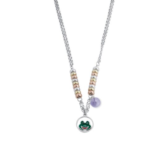 Necklace in 925 rhodium-plated silver, gold-plated enamel and Swarovski ™ - ZCL622-M2