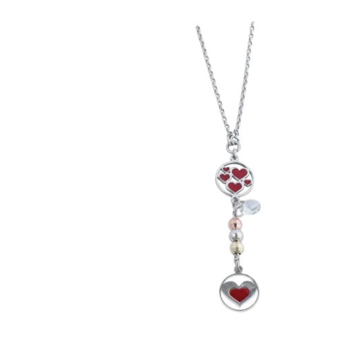 Rhodium and gold plated 925 silver necklace, enamel and Swarovski ™ ® - ZCL623-M2