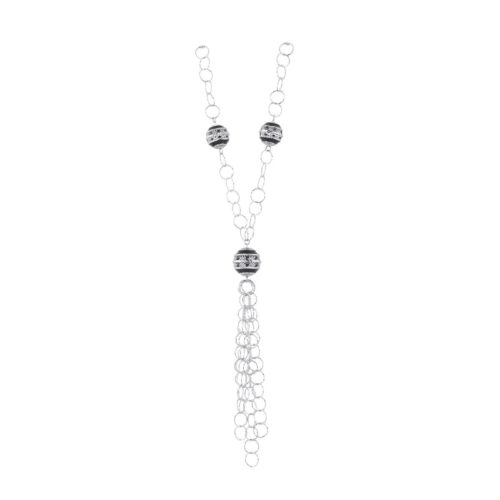 925 rhodium-plated and enamelled silver necklace - ZCL991-MB