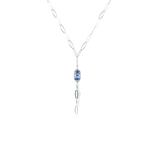 925 rhodium-plated and enamelled silver necklace - ZCL992-MB