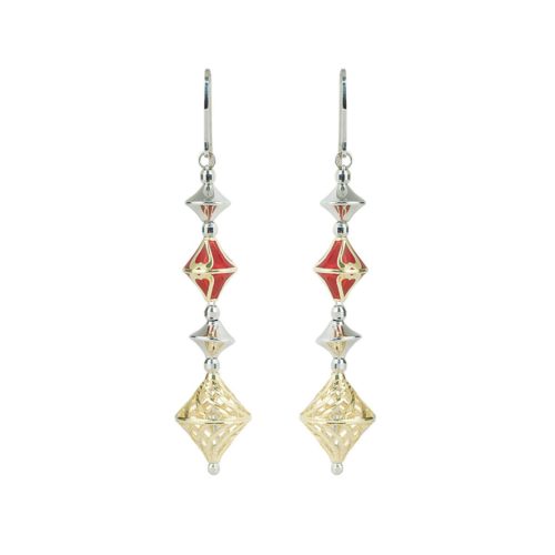 925 rhodium-plated and gilded and enameled silver earrings - ZOR1137-MN
