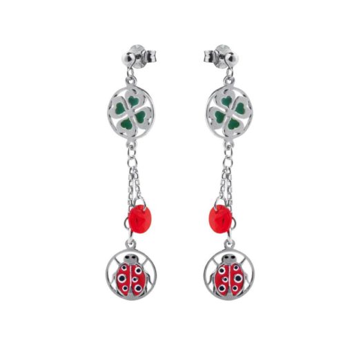 925 rhodium-plated silver earrings, enamel and Swarovski ™ - ZOR725-MB