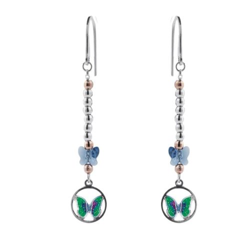 earrings in 925 silver rhodium-plated, rose gold-plated, enamel and Swarovski ™ - ZOR731-MH