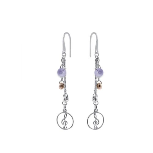 Earrings in rhodium-plated and rose-gold plated 925 silver, and Swarovski ™ - ZOR733-LH