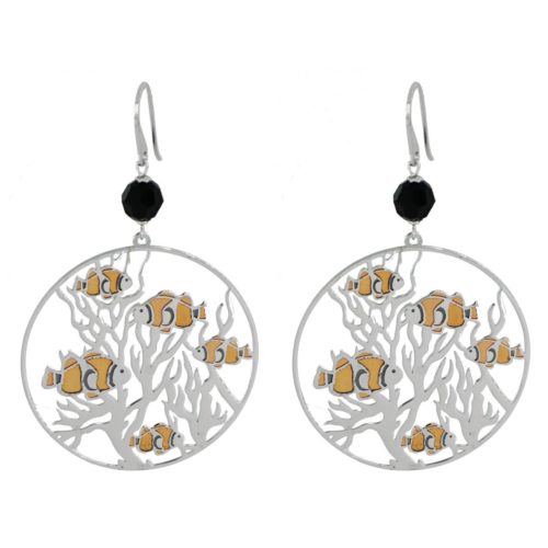 Rhodium silver earrings with cathedral enamel - ZOR974-MB