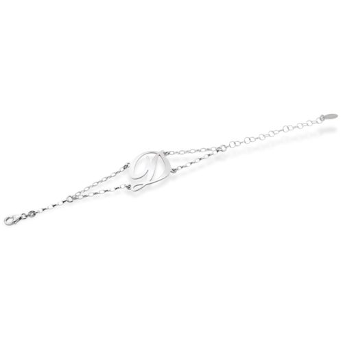 925 rhodium silver bracelet with small initial - All names available - ZB01/IN