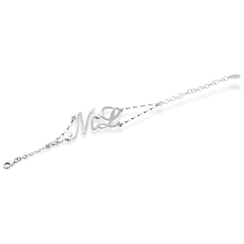 925 Silver Bracelet with Swarovski and Small Double Initial - all initials available - ZBS1/ID