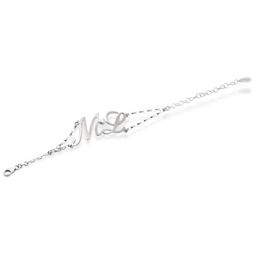 925 Silver Bracelet with Swarovski and Small Double Initial - all initials available - ZBS1/ID