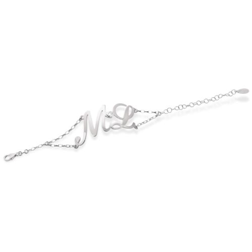 925 Silver Bracelet with Swarovski and Double Large Initial - all initials available - ZBS2/ID