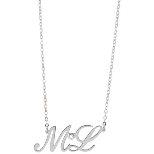 925 Silver Necklace with Swarovski and Small Double Initial - all initials available - ZCS1/ID