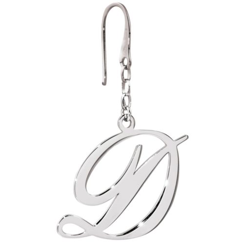 Single earring in 925 rhodium silver with small initial - All initials available - ZO01/IN