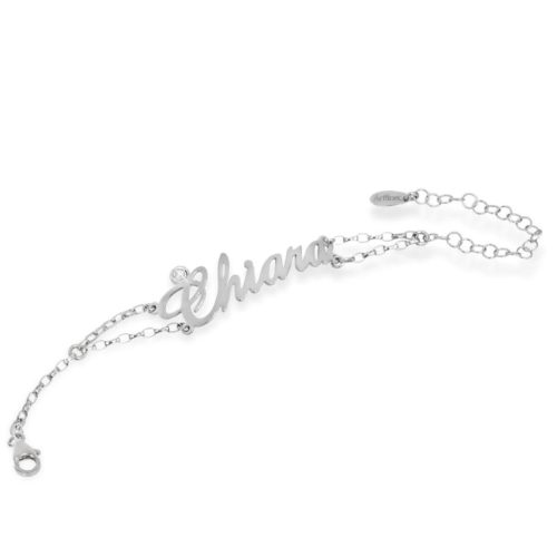 Bracelet in rhodium-plated 925 silver with name and Swarovsky - All names available  - ZBS1NOME-LB