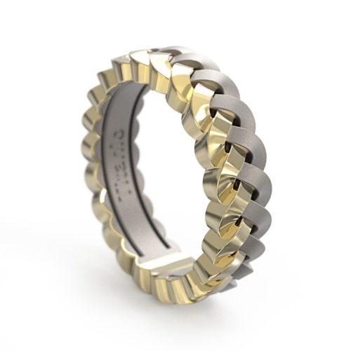 Ring in 18 kt gold and titanium with a double braided band - ATU002/