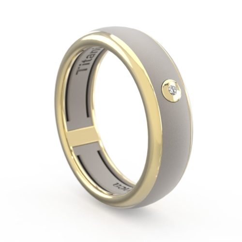 18 kt gold and titanium band ring - ATU006