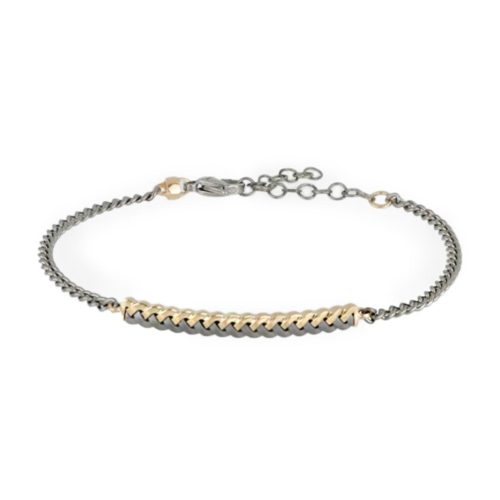 18 kt gold and titanium bracelet with braided motif plate - BTU001