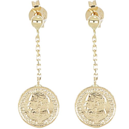 Polished 18kt yellow gold coin earrings - OEA486-LG