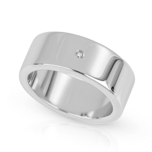 8 mm flat ring in rhodium-plated silver - ZAF108