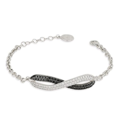 925 silver bracelet with black and white zircons. - ZBR737/NE-LL