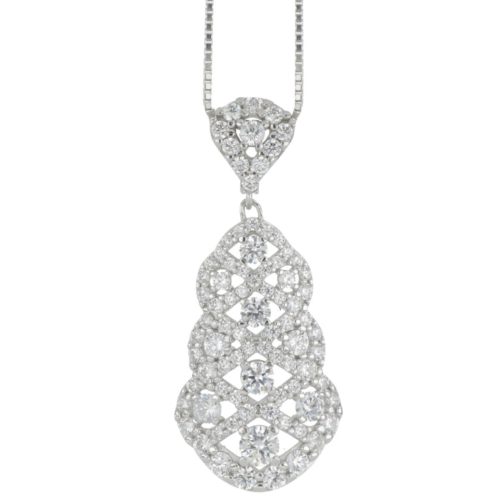925 silver necklace with white zircons - ZCL1451/BI-LB