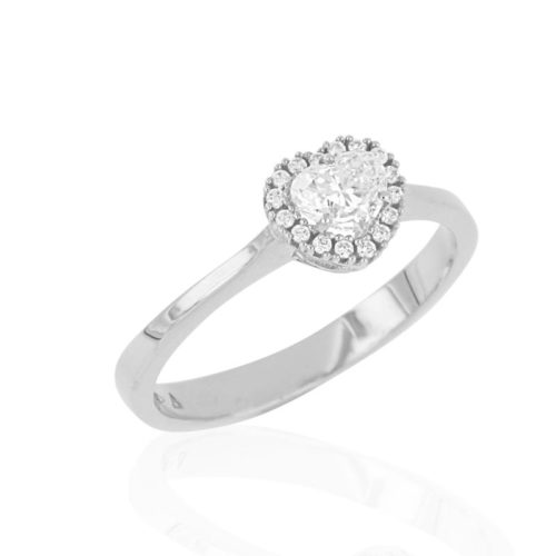 White gold ring with heart shaped natural white diamond - AD699/DB-LB
