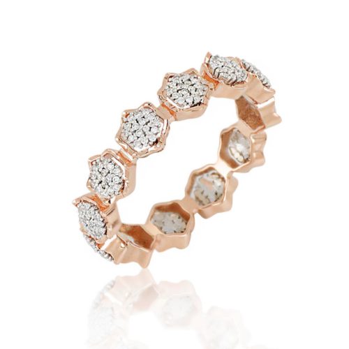18 kt gold flower ring with natural white diamonds - ADF531DB